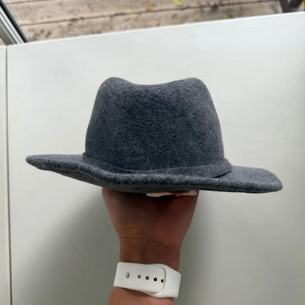 Levi's Men's L/XL Charcoal Gray 100% Wool Felt Fedora Hat Wide Brim Classic RNDI